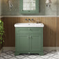 Old London 800mm 2-Door Vanity & Classic Basin 0TH - Hunter Green