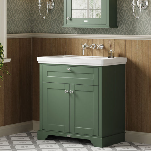 Old London 800mm 2-Door Vanity & Classic Basin 0TH - Hunter Green