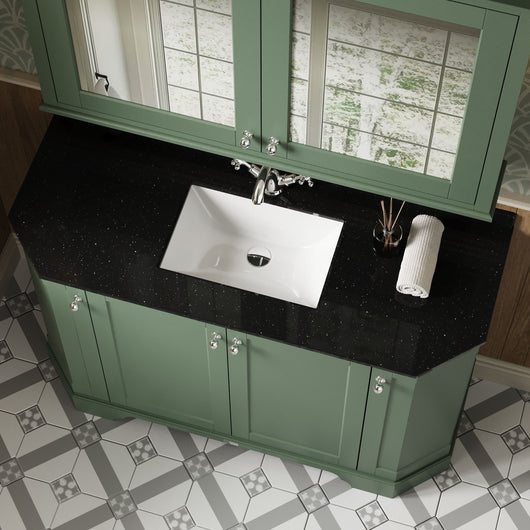  Hudson Reed Old London 1200mm 4-Door Angled Unit & Black Marble Top 1TH - Hunter Green
