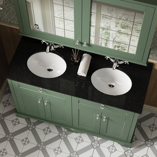  Hudson Reed Old London 1200mm Cabinet & Double Marble Top (1TH) - Hunter Green