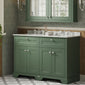 Hudson Reed Old London 1200mm Cabinet & Double Marble Top (3TH) - Hunter Green