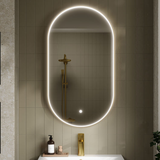  Nuie Columba Inset Frame Led Mirror 800 x 500mm - Brushed Brass - welovecouk
