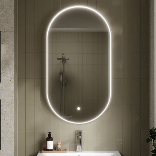  Nuie Columba Inset Frame Led Mirror 800 x 500mm - Chrome - welovecouk