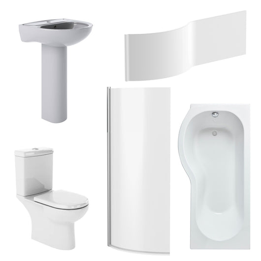  Lawton 1600mm P Shape Shower Bathroom Suite