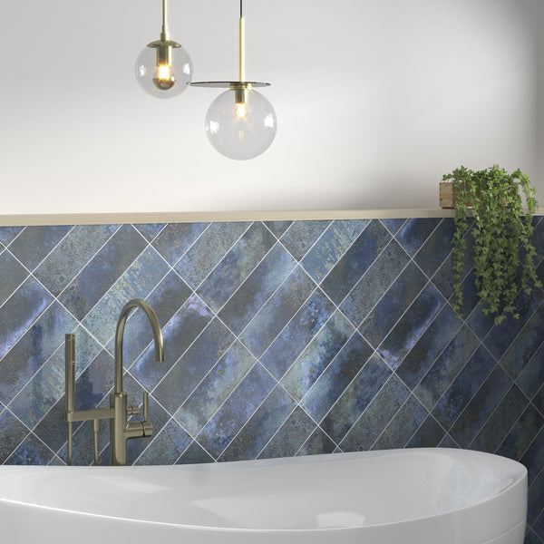Lombardy Blue Rectangle Ceramic Tiles | welovecouk