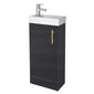 Nuie Minimalist 400mm Floorstanding Basin Vanity Unit - Anthracite Woodgrain