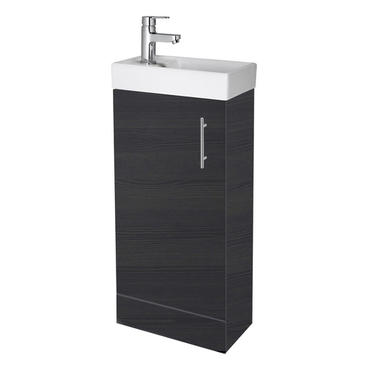  Nuie Minimalist 400mm Floorstanding Basin Vanity Unit - Anthracite Woodgrain