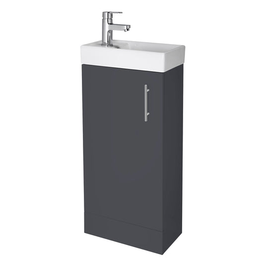  Nuie Minimalist 400mm Floorstanding Basin Vanity Unit - Gloss Grey