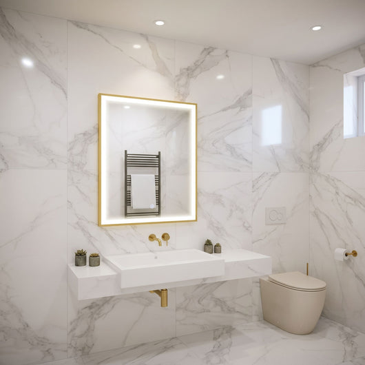  Denver 3 Tone Frame Lit LED Mirror 700 x 500mm - Brushed Brass