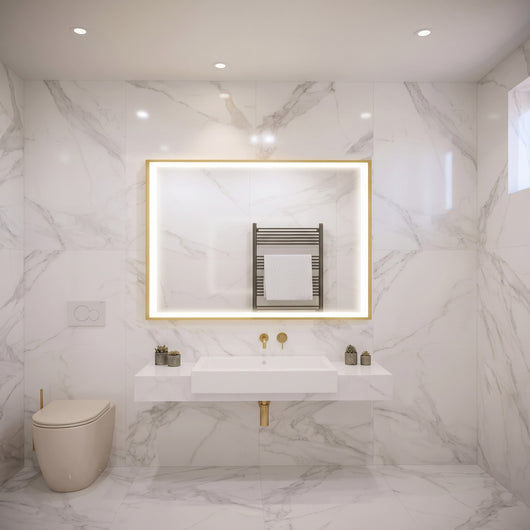  Denver 3 Tone Frame Lit LED Mirror 800 x 600mm - Brushed Brass