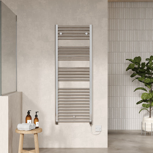  Electric Only Heated Towel Rail 1375mm H x 480mm W - Chrome