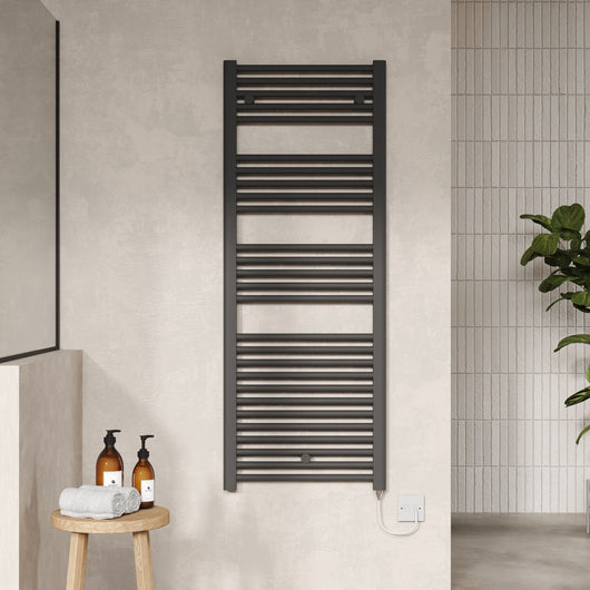  Electric Only Heated Towel Rail 1375mm H x 480mm W - Anthracite