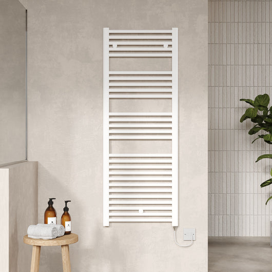  Electric Only Heated Towel Rail 1375mm H x 480mm W - White