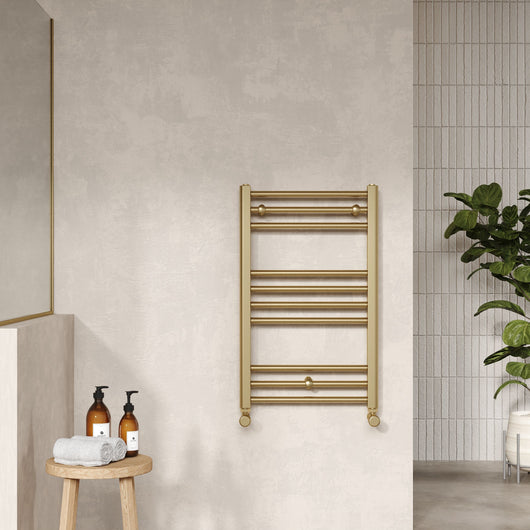  Lorica Straight Towel Radiator 800 x 500 - Brushed Brass