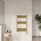 Nuie Round Straight Electric Towel Radiator 800x500 Electric - Brushed Brass