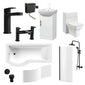 Mayford Complete Matt Black 1500 P Shaped 950 Combination Bathroom Suite