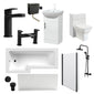 Mayford 1700 L Shaped Matt Black Complete 950 Combination Bathroom Suite