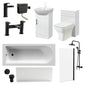 Mayford Matt Black 1700 Complete 950 Combination Straight Shower Bathroom Suite