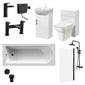 Mayford Matt Black 1700 Complete 950 Combination Straight Shower Bathroom Suite