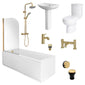 Monty 1700 x 750 Straight Bath Complete Brushed Brass Bathroom Suite
