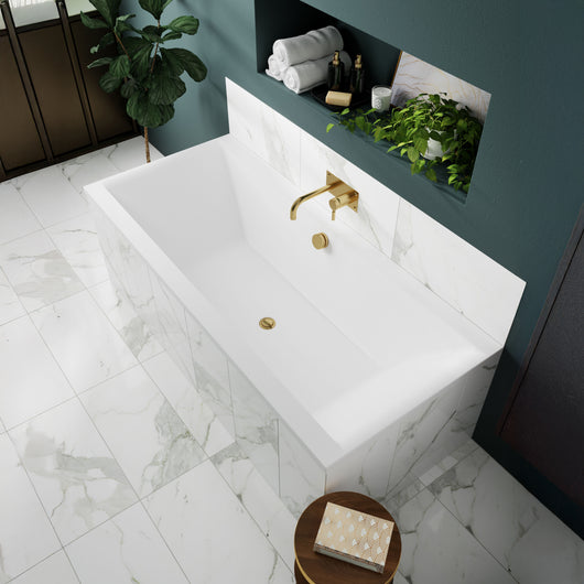  Hudson Reed Tec Single Lever Wall Mounted Basin Bath Filler - Brushed Brass - welovecouk