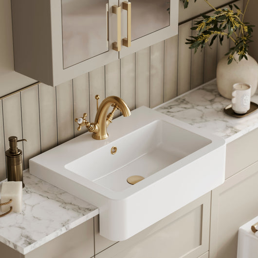  Square Semi Recessed Basin 570mm Wide - welovecouk