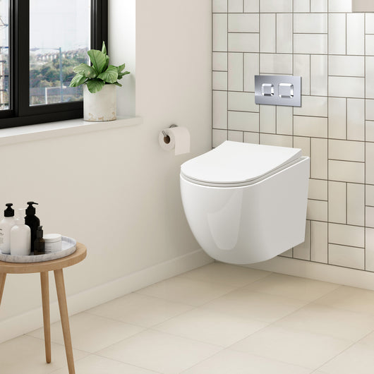  Freya Mid-Height  Concealed Cistern Frame Wall Hung Pan & Soft Close Seat - Square Plate