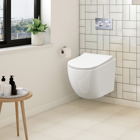  Freya Concealed Cistern Frame Wall Hung Pan & Soft Close Seat - Square Plate