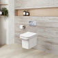 Ava Mid-Height Concealed Cistern Frame Wall Hung Rimless Toilet Pan & Sandwich Soft Close Seat - Square Plate