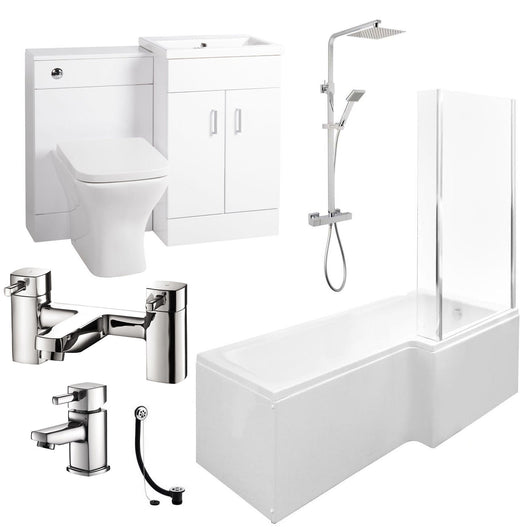  Nova 1700 L Shaped Complete Shower Bathroom Suite - welovecouk