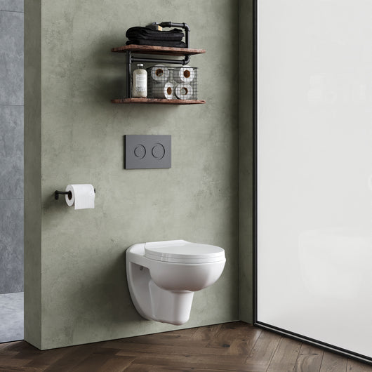  Round Wall Hung Toilet WC C/W Soft Close Seat