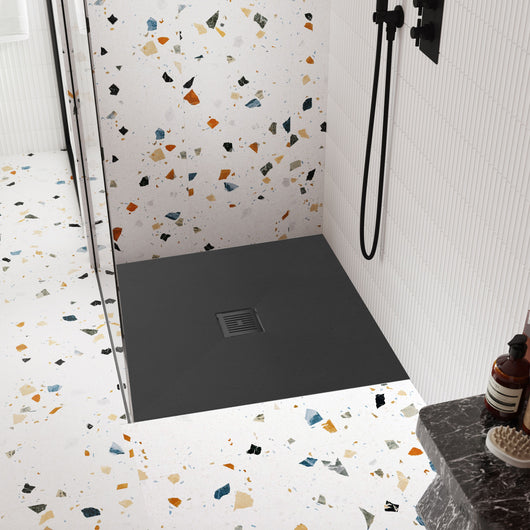  Slate Black Slimline 800 x 800mm Square Shower Tray