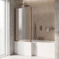 Reinforced L-Shaped Shower Bath 1500 x 850/700 with Brushed Bronze Screen + Panel