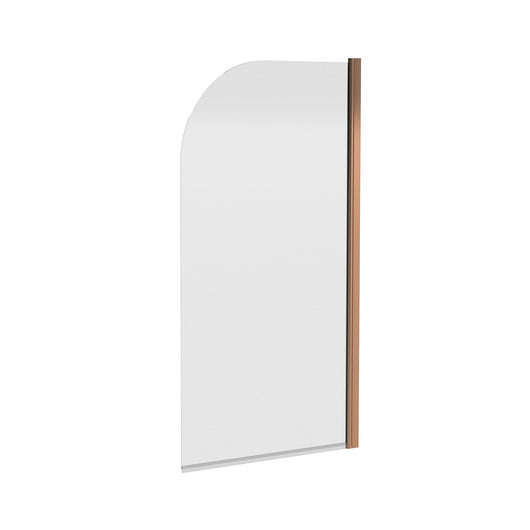  Nuie Curved Hinged Straight Bath Screen - 1430 x 790mm - Brushed Bronze - welovecouk