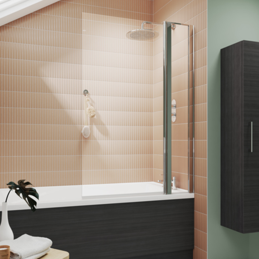  Nuie Pacific Square Bath Screen With Fixed Panel      - Polished Chrome