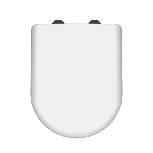  Nuie D Shaped Soft Close Toilet Seat with Top Fixing Quick Release - White/Black - welovecouk