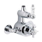 Nuie Traditional Twin Exposed Thermostatic Shower Valve with Rigid Riser Kit & Fixed Head - Chrome