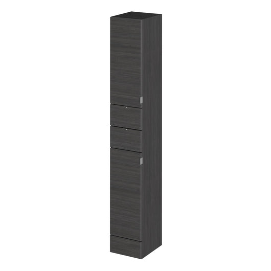  Hudson Reed Fusion Fitted 300mm Floor Standing 2 Door 2 Drawer Tall Unit - Hacienda Black