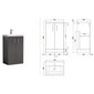 Nuie Arno Compact 500mm Floor Standing 2-Door Vanity & Ceramic Basin - Gloss Grey - PAL072E