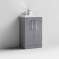 Nuie Arno Compact 500mm Floor Standing 2-Door Vanity & Polymarble Basin - Cloud Grey - PAL116