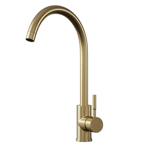  Top Fix Brushed Brass Swan Kitchen Tap - welovecouk