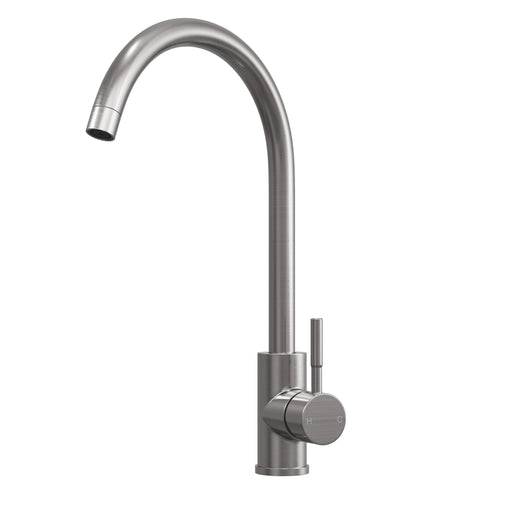  Top Fix Brushed Steel Swan Kitchen Tap - welovecouk