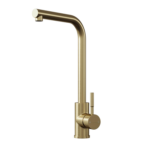  Top Fix Brushed Brass L-Neck Kitchen Tap - welovecouk