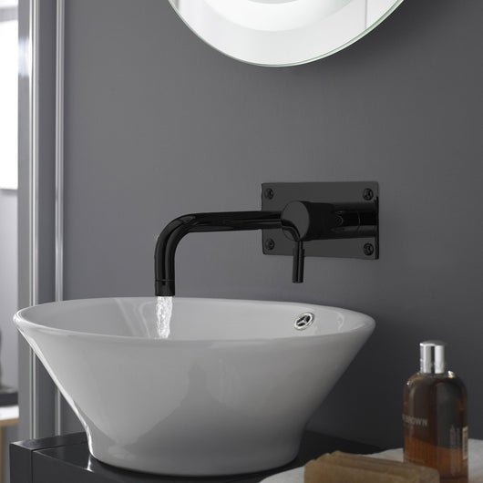  Hudson Reed Tec Single Lever Wall Mounted Basin Bath Filler - Matt Black