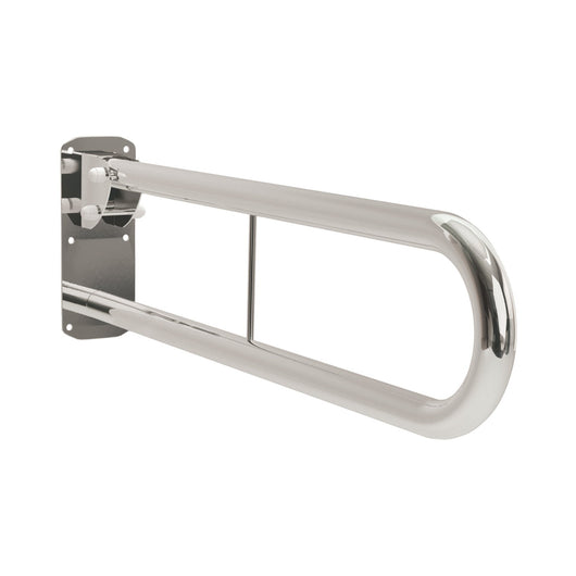  Assisted Living Double Arm Hinged Support Rail Stainless Steel 760mm- Mirror Polish