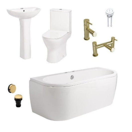  Misirlou 1700mm Shingle Complete Bathroom Suite - Brushed Brass - welovecouk