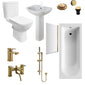 PORTO 1700mm Premium Shower Bathroom Suite with Slide Rail Kit - Brushed Brass