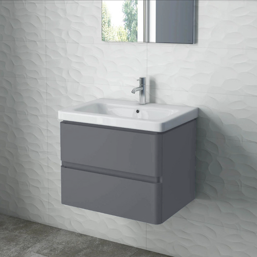  RAK Resort 650mm 2 Drawers Basin Unit in Matt Grey