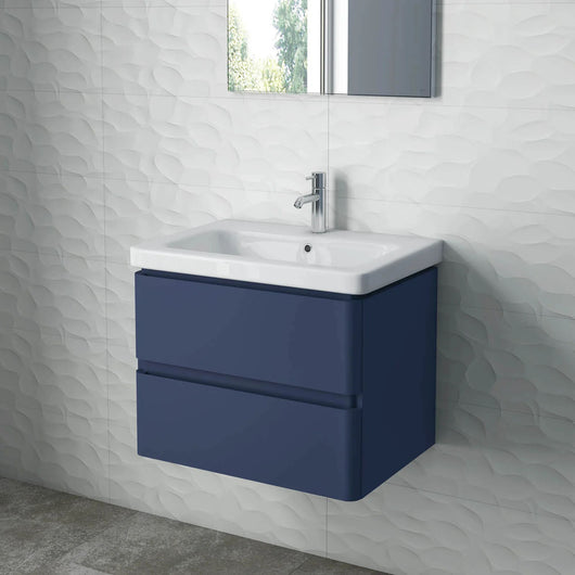  RAK Resort 650mm 2 Drawers Basin Unit & Basin - Matt Denim Blue