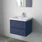 RAK Resort 650mm 2 Drawers Basin Unit & Basin - Matt Denim Blue